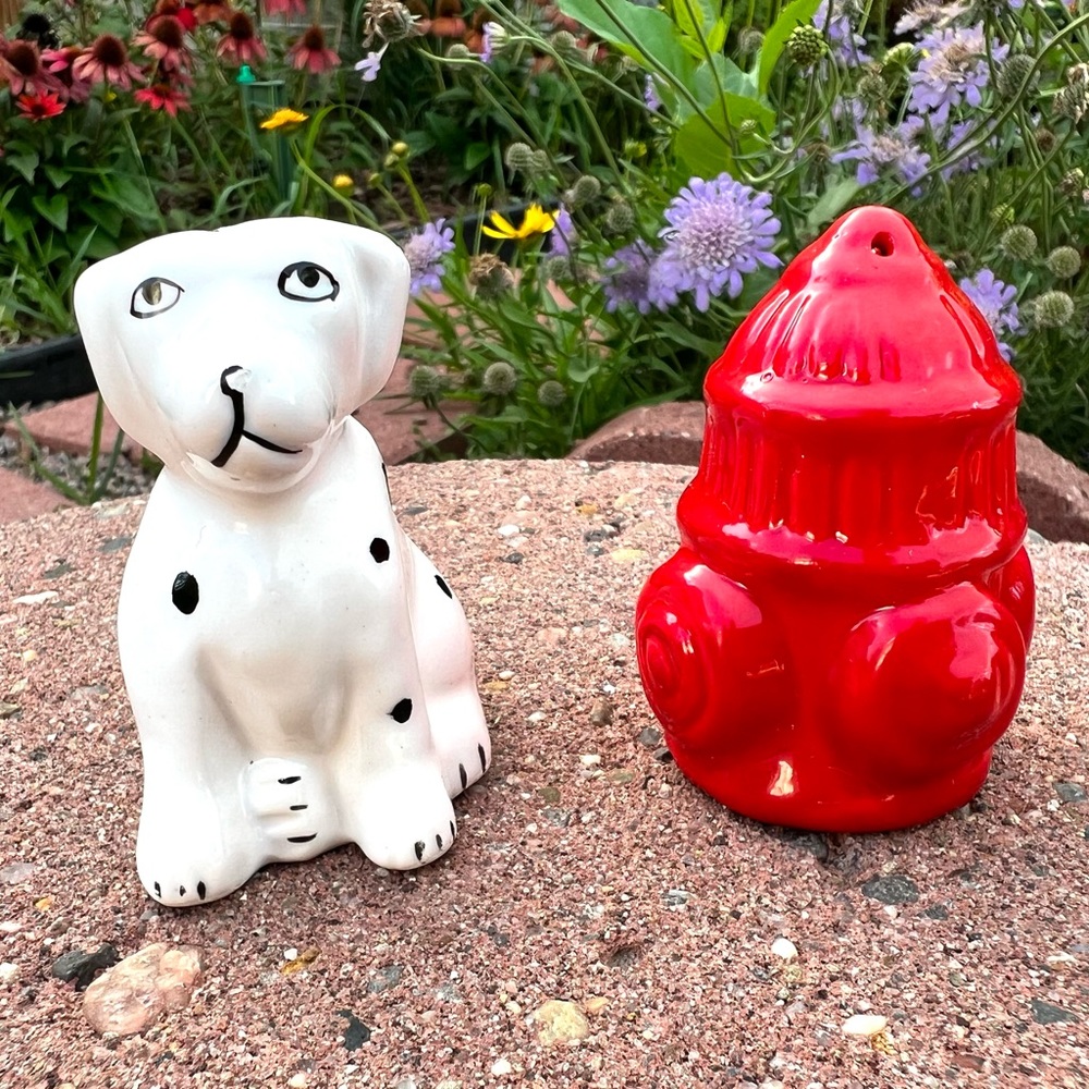 Dog and Hydrant Salt and Pepper Shakers